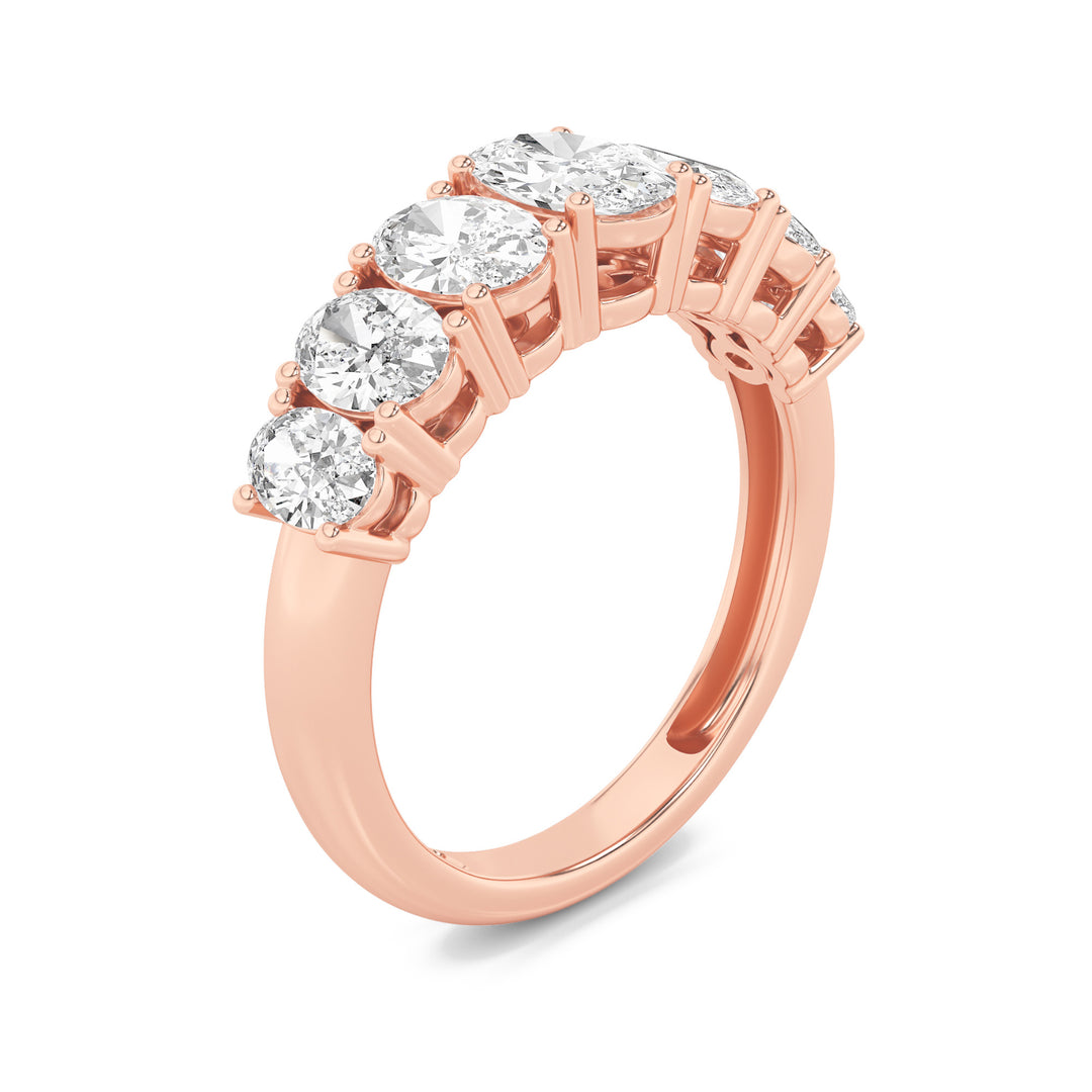 2Cttw Oval Shaped Lab Grown Diamond (G/VS) Seven Stone Band Ring in 14K Gold