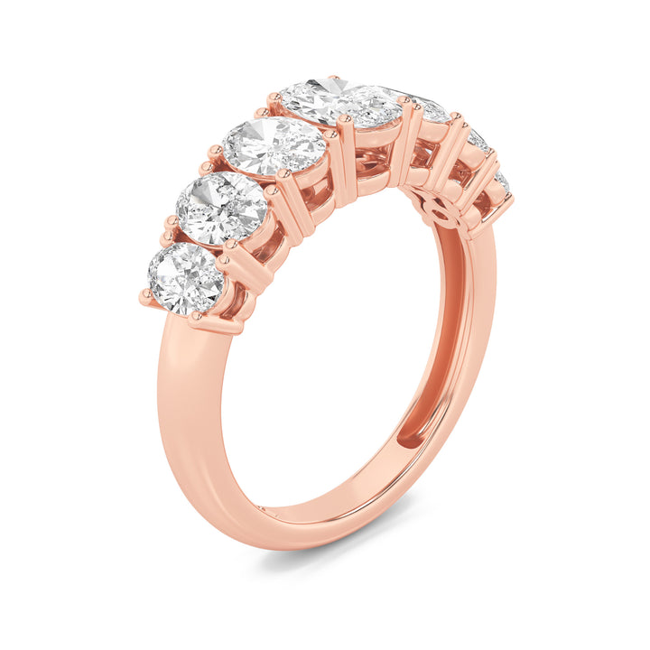 2Cttw Oval Shaped Lab Grown Diamond (G/VS) Seven Stone Band Ring in 14K Gold
