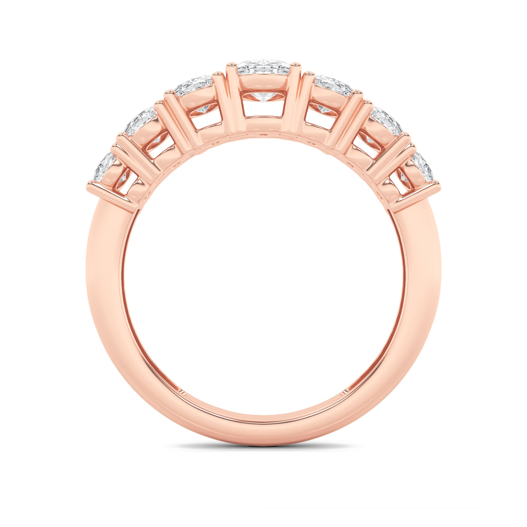2Cttw Oval Shaped Lab Grown Diamond (G/VS) Seven Stone Band Ring in 14K Gold