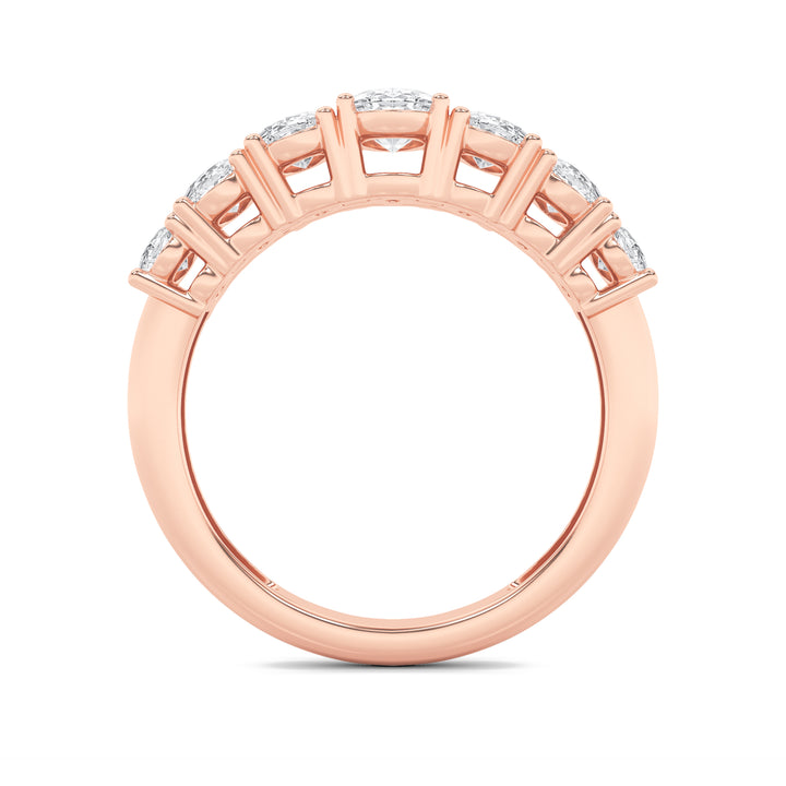 2Cttw Oval Shaped Lab Grown Diamond (G/VS) Seven Stone Band Ring in 14K Gold
