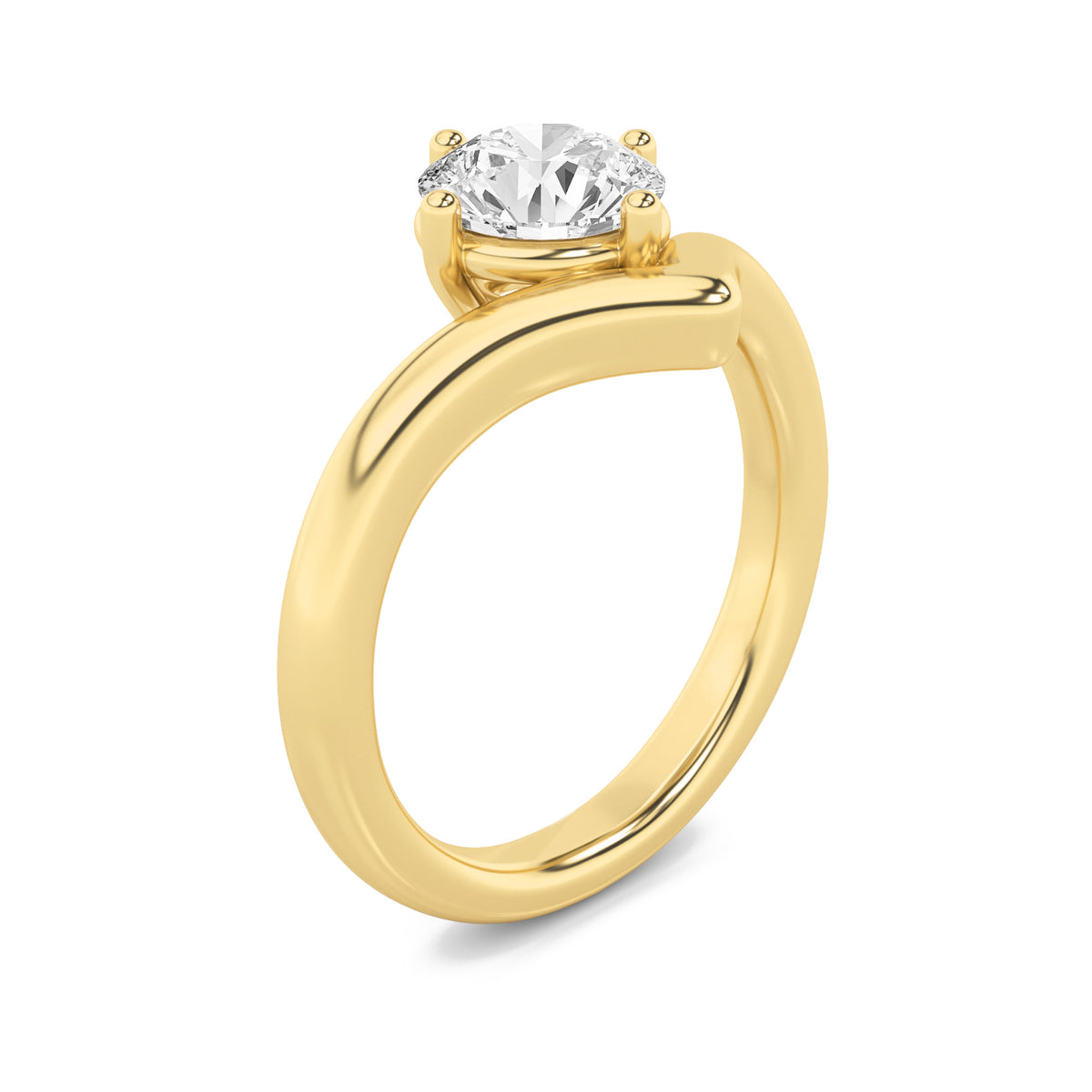 1.5Cttw Round Shaped Lab Grown Diamond (G/VS) Chevron Solitaire Engagement Ring in 14K Gold