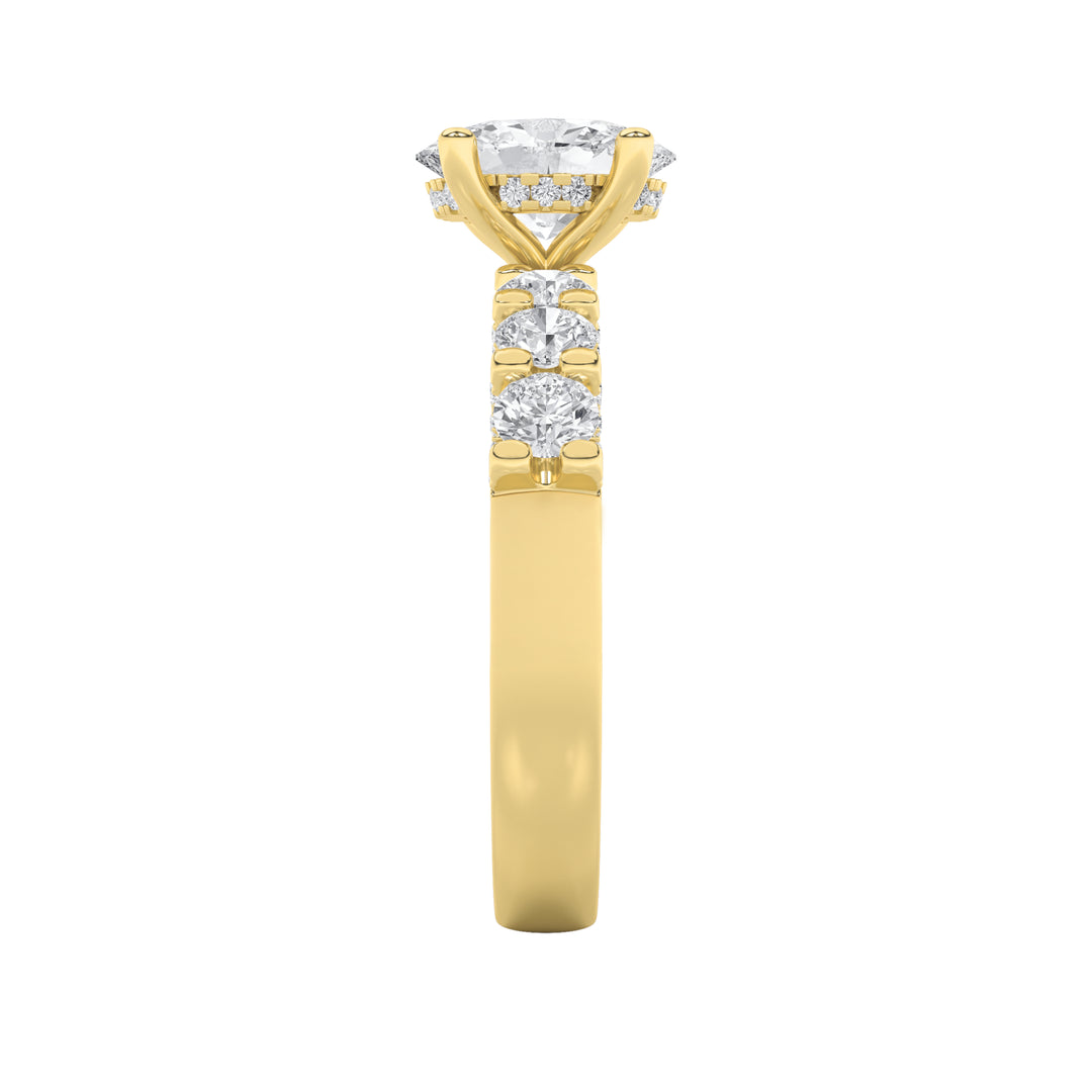 2.5Cttw Oval Shaped Lab Grown Diamond (F/VS) Accented Double Halo Set of Band and Ring in 14K Gold