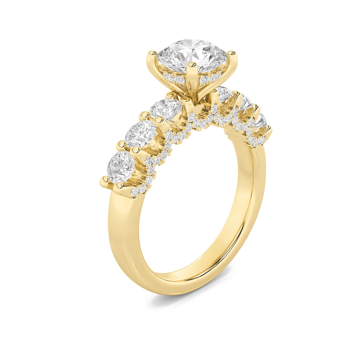 2.5Cttw Round Shaped Lab Grown Diamond (F/VS) Accented Double Halo Set of Band and  Ring in 14K Gold