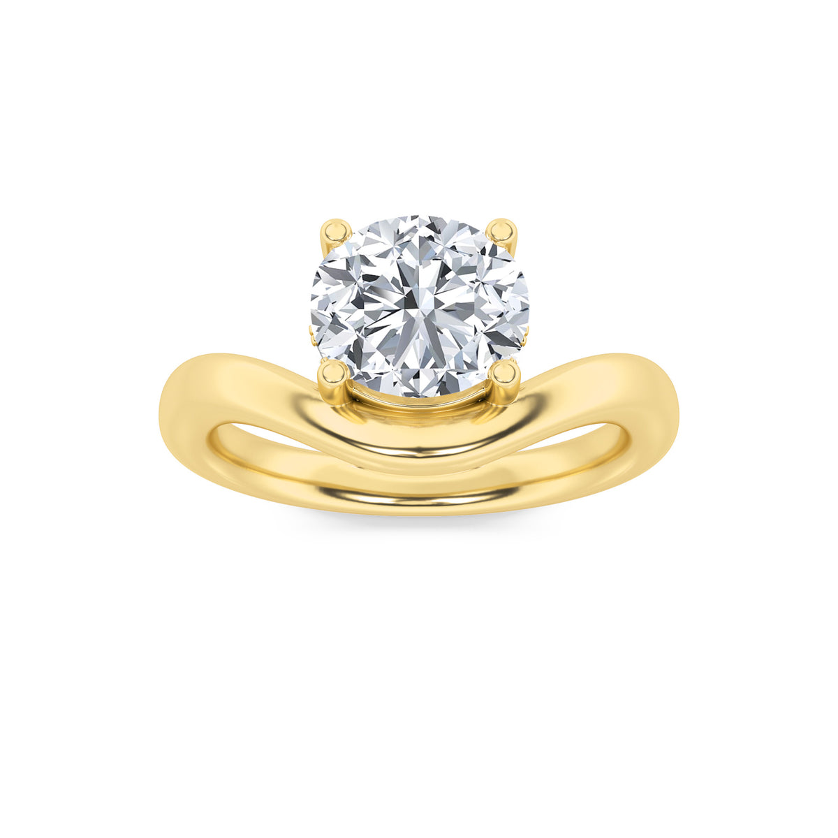 2CTW Round Shaped Lab Grown Diamond (F/VS) Accented Solitaire Fancy Engagement Ring in 14K Gold