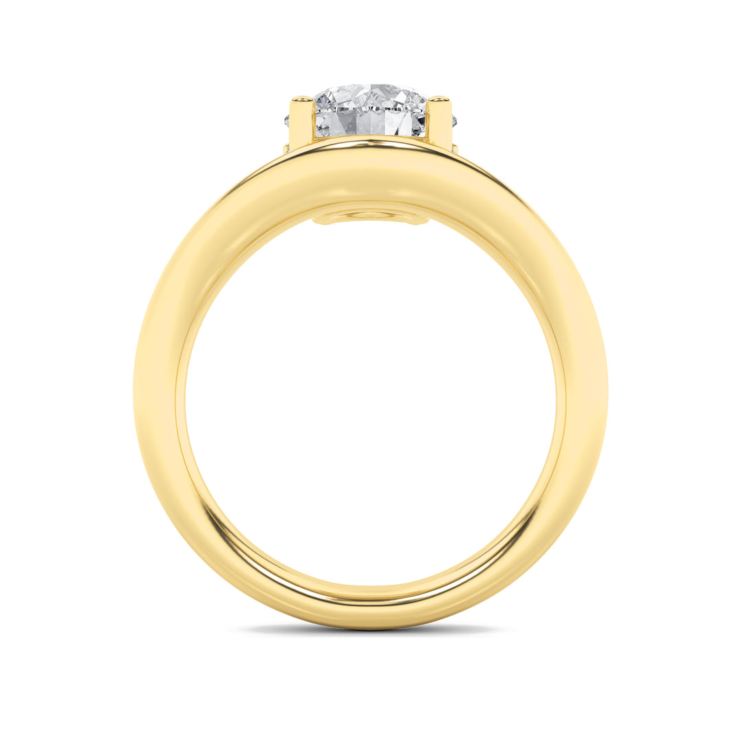 2CTW Round Shaped Lab Grown Diamond (F/VS) Accented Solitaire Fancy Engagement Ring in 14K Gold
