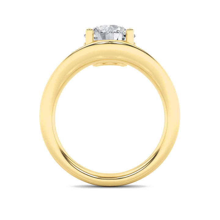 2CTW Round Shaped Lab Grown Diamond (F/VS) Accented Solitaire Fancy Engagement Ring in 14K Gold