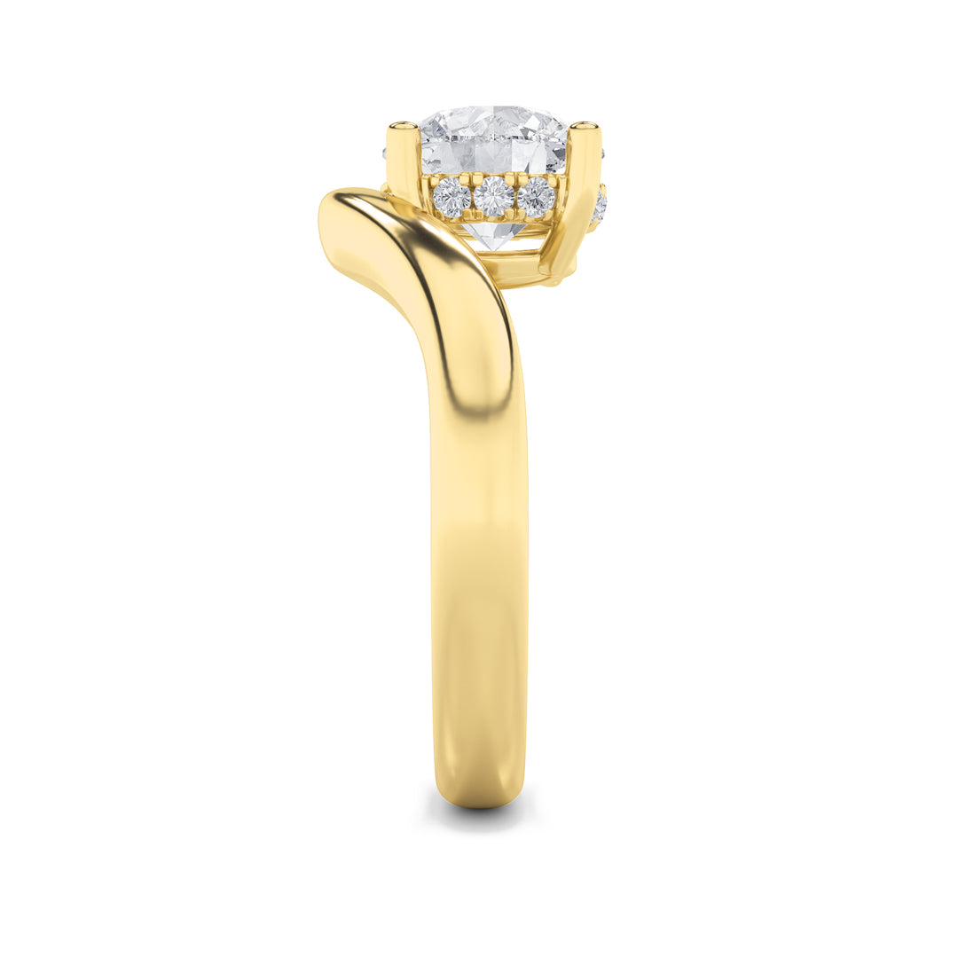 2Cttw Round Shaped Lab Grown Diamond (G/VS) Accented Solitaire Fancy Engagement Ring in 14K Gold