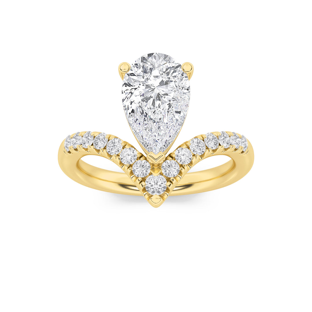 2Cttw Pear Shaped Lab Grown Diamond (G/VS) Accented Solitaire Fancy Engagement Ring in 14K Gold