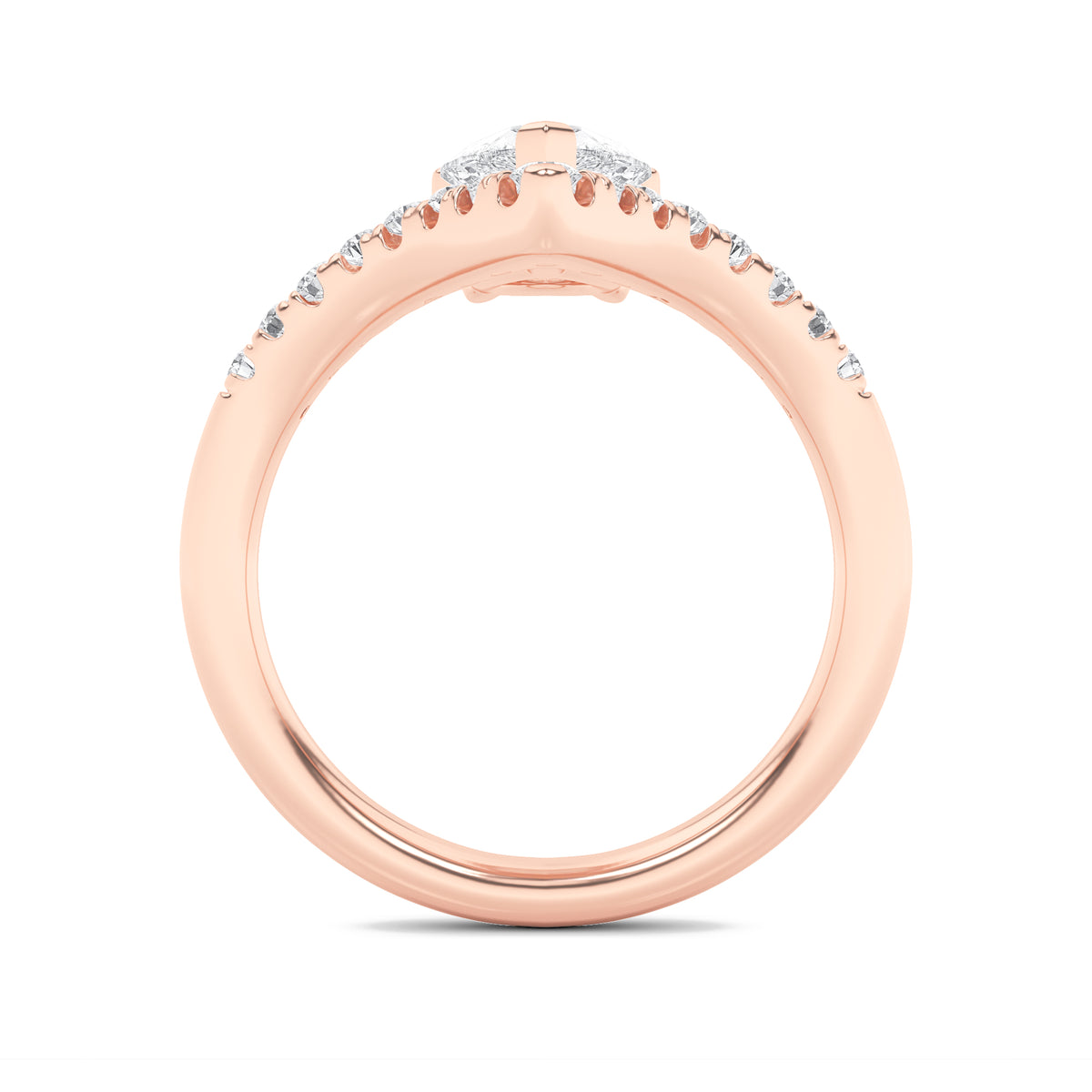 2Cttw Pear Shaped Lab Grown Diamond (F/VS) Accented Solitaire Fancy Engagement Ring in 14K Gold