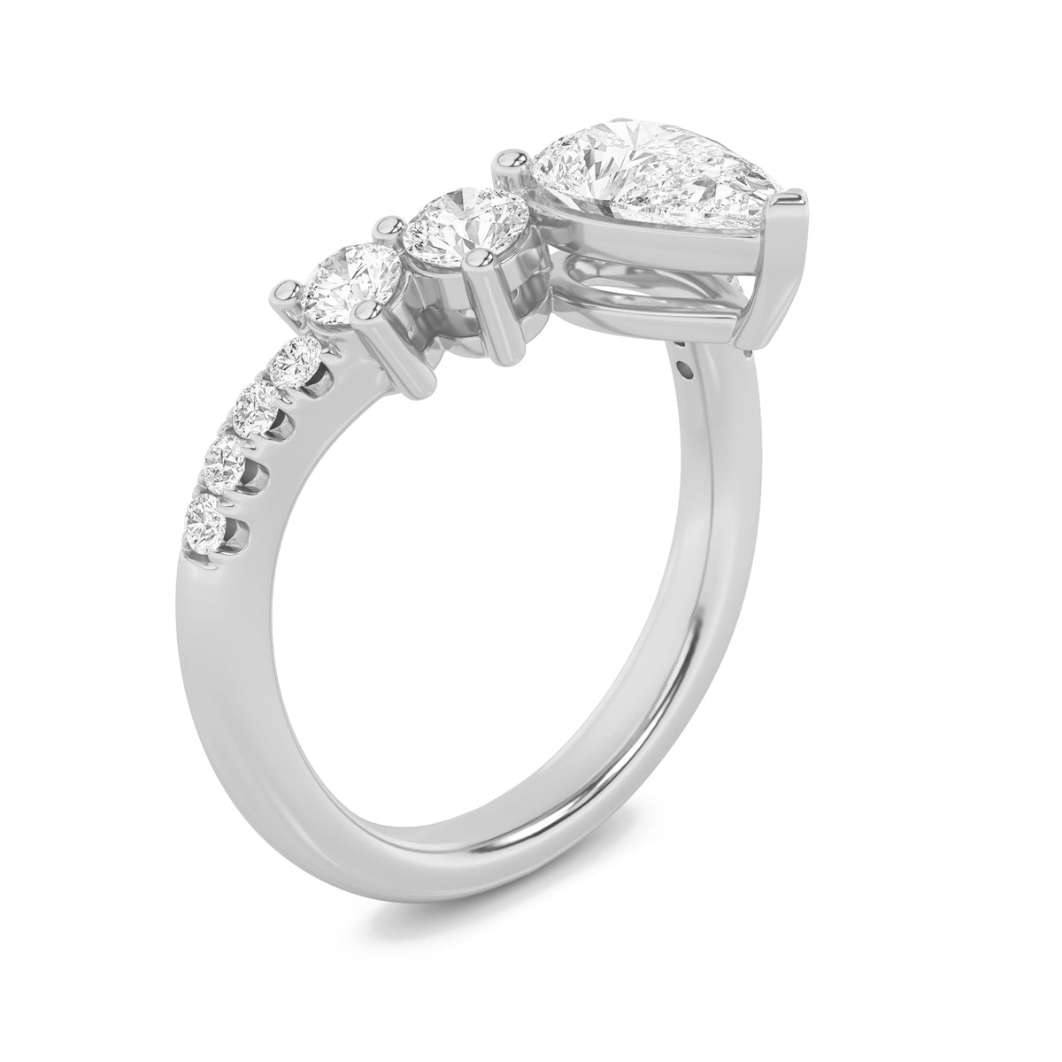 1.5Cttw Pear Shaped Lab Grown Diamond (F/VS) Fancy Contour Ring in 14K Gold