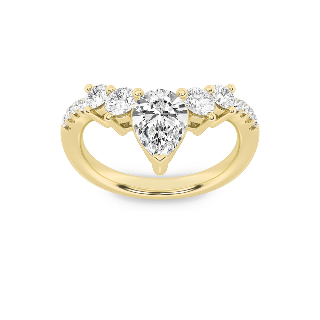 1.5Cttw Pear Shaped Lab Grown Diamond (F/VS) Fancy Contour Ring in 14K Gold