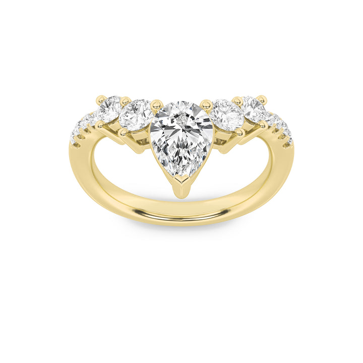 1.5Cttw Pear Shaped Lab Grown Diamond (F/VS) Fancy Contour Ring in 14K Gold