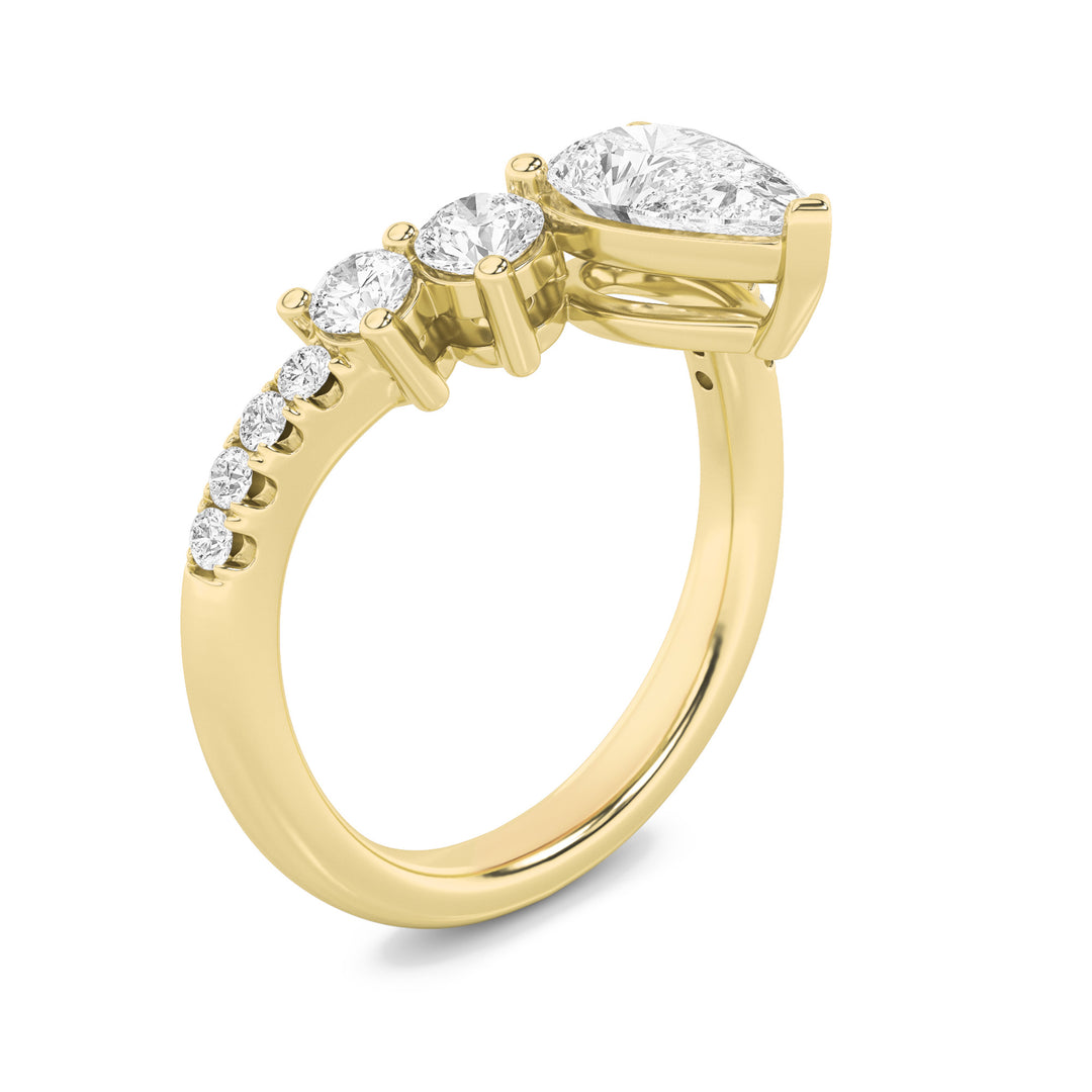 1.5Cttw Pear Shaped Lab Grown Diamond (F/VS) Fancy Contour Ring in 14K Gold
