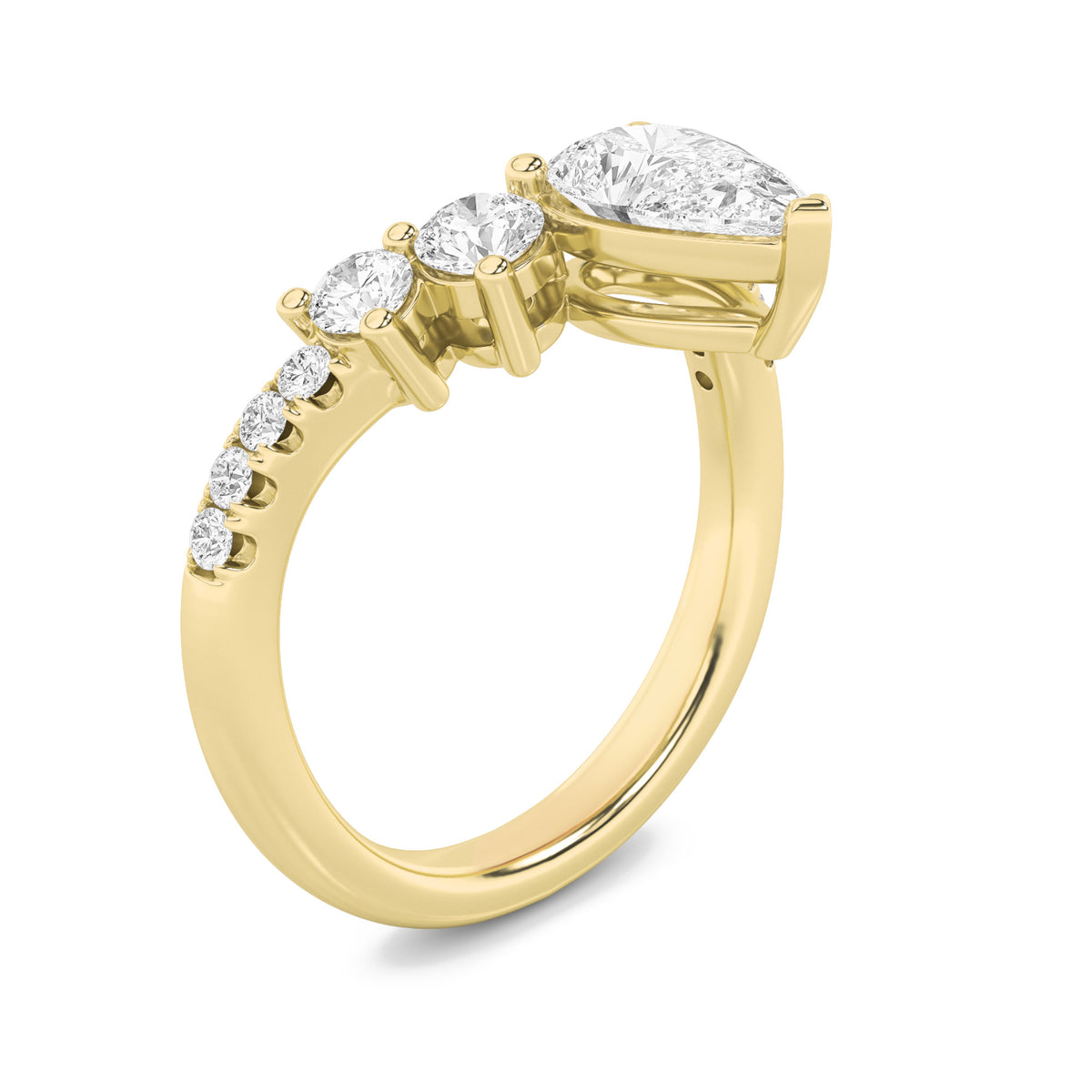1.5Cttw Pear Shaped Lab Grown Diamond (F/VS) Fancy Contour Ring in 14K Gold