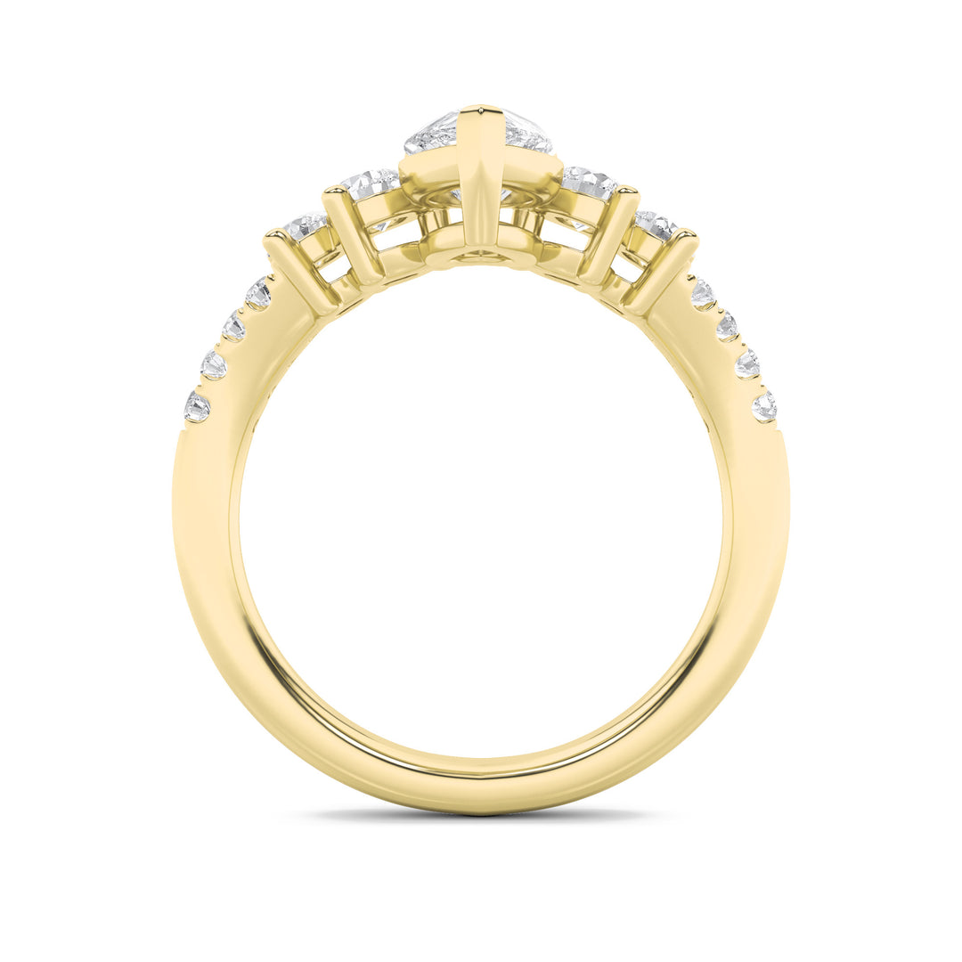 1.5Cttw Pear Shaped Lab Grown Diamond (F/VS) Fancy Contour Ring in 14K Gold