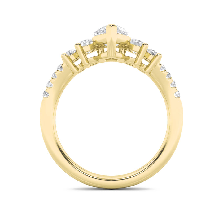 1.5Cttw Pear Shaped Lab Grown Diamond (F/VS) Fancy Contour Ring in 14K Gold