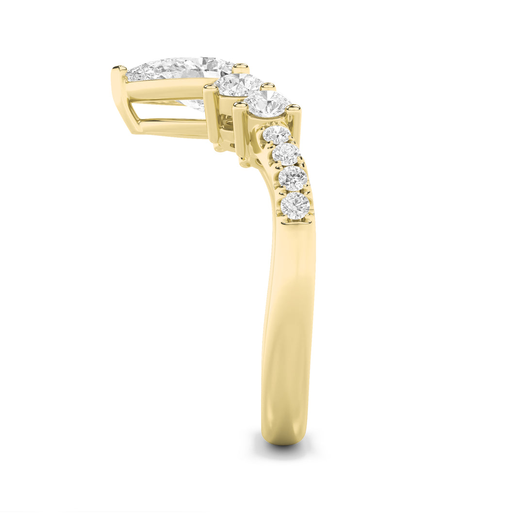 1.5Cttw Pear Shaped Lab Grown Diamond (F/VS) Fancy Contour Ring in 14K Gold