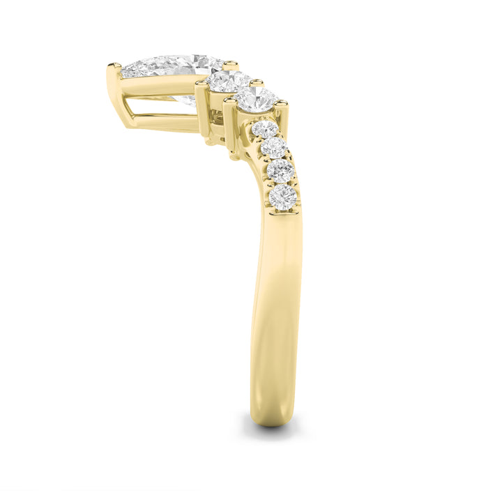 1.5Cttw Pear Shaped Lab Grown Diamond (F/VS) Fancy Contour Ring in 14K Gold