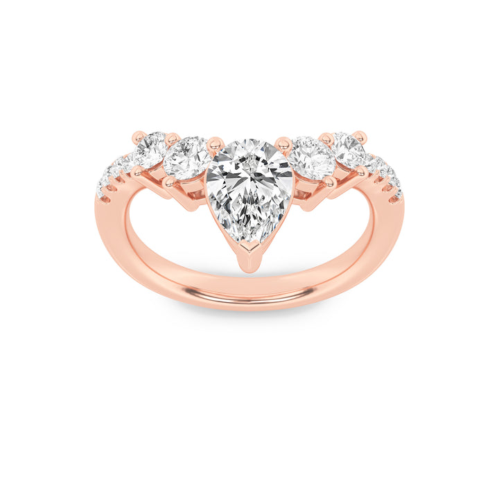 1.5Cttw Pear Shaped Lab Grown Diamond (F/VS) Fancy Contour Ring in 14K Gold