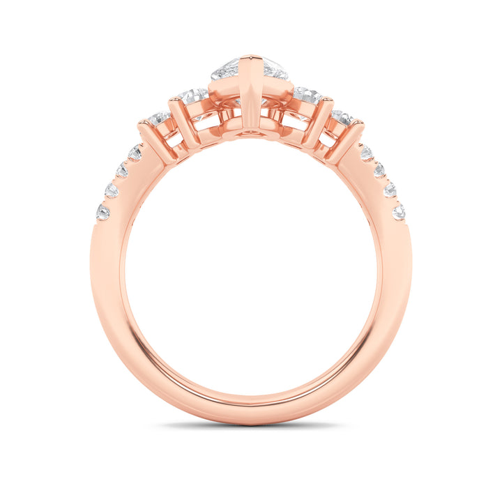 1.5Cttw Pear Shaped Lab Grown Diamond (F/VS) Fancy Contour Ring in 14K Gold