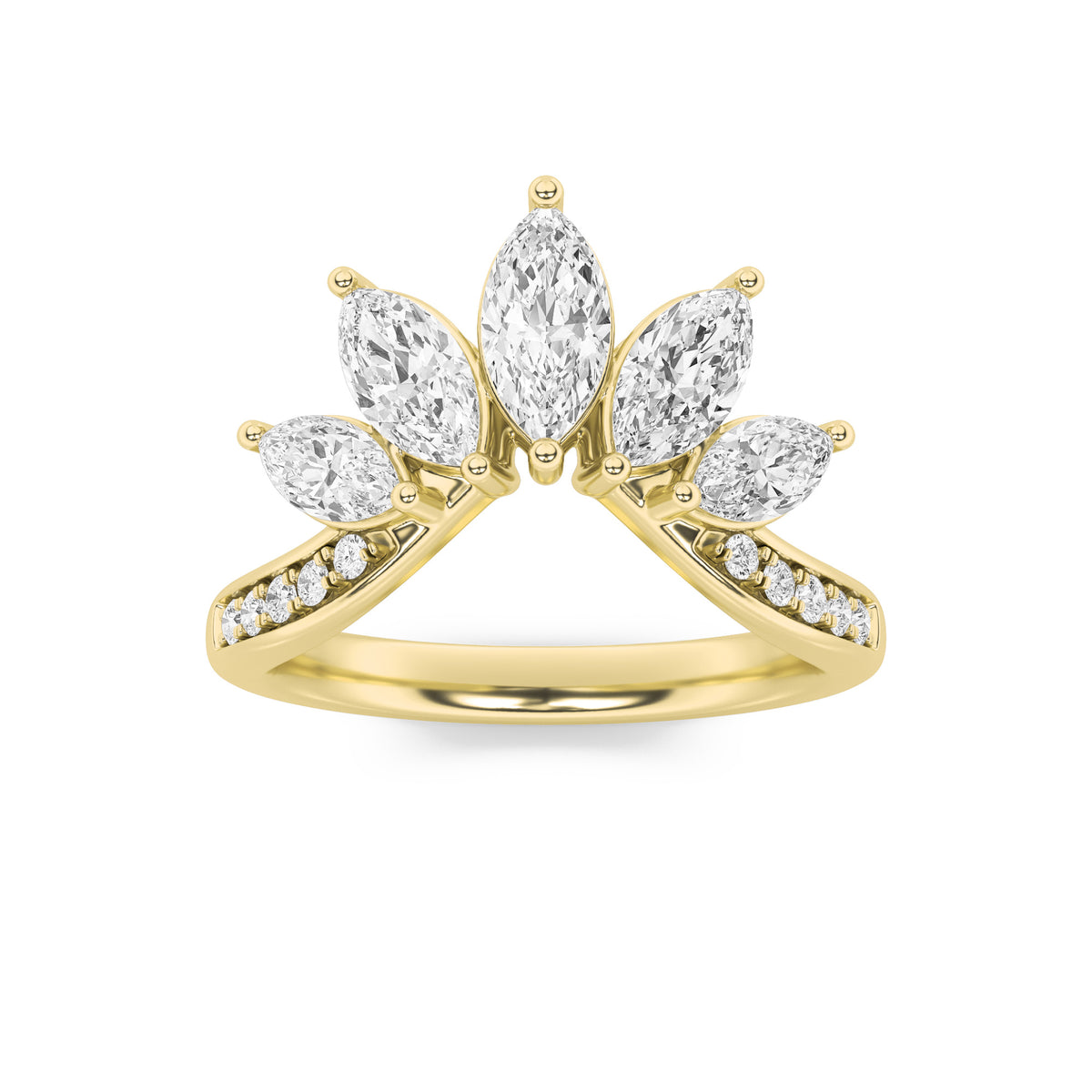 1.5Cttw Marquise Shaped Lab Grown Diamond (F/VVS)Fancy Contour Ring in 14K Gold