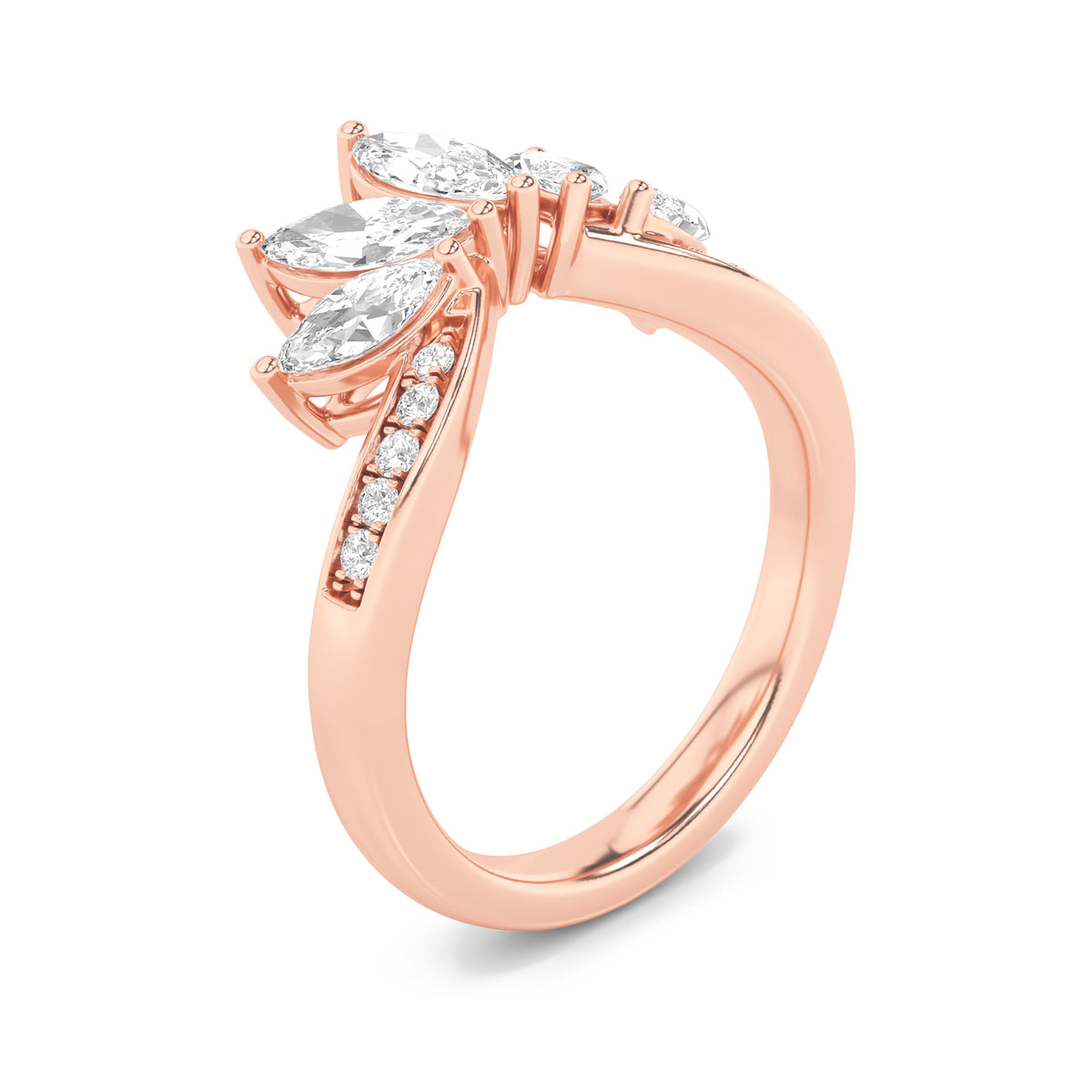 1.5Cttw Marquise Shaped Lab Grown Diamond (F/VVS)Fancy Contour Ring in 14K Gold
