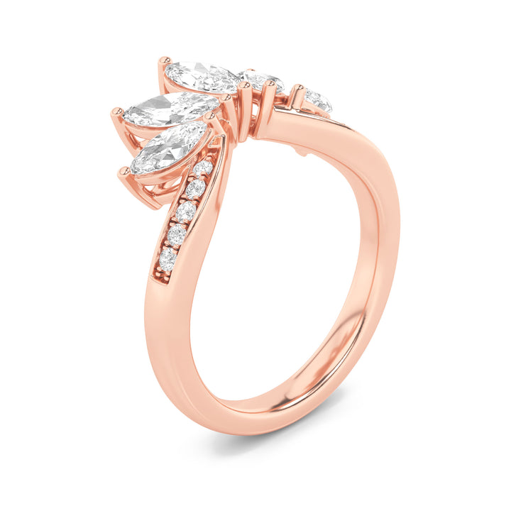 1.5Cttw Marquise Shaped Lab Grown Diamond (F/VVS)Fancy Contour Ring in 14K Gold
