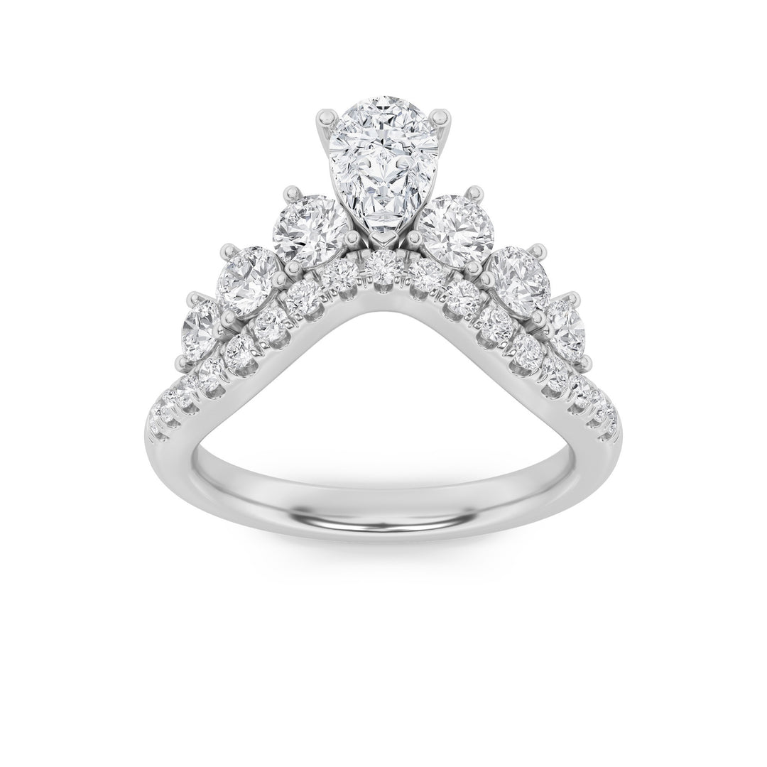 1.5Cttw Pear Shaped Lab Grown Diamond (F/VS) Fancy Contour Ring in 14K Gold