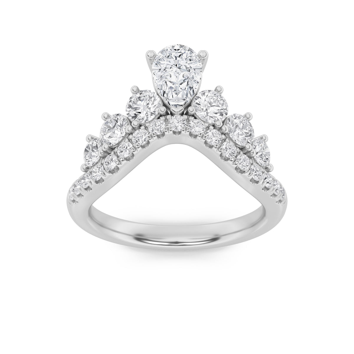 1.5Cttw Pear Shaped Lab Grown Diamond (F/VS) Fancy Contour Ring in 14K Gold