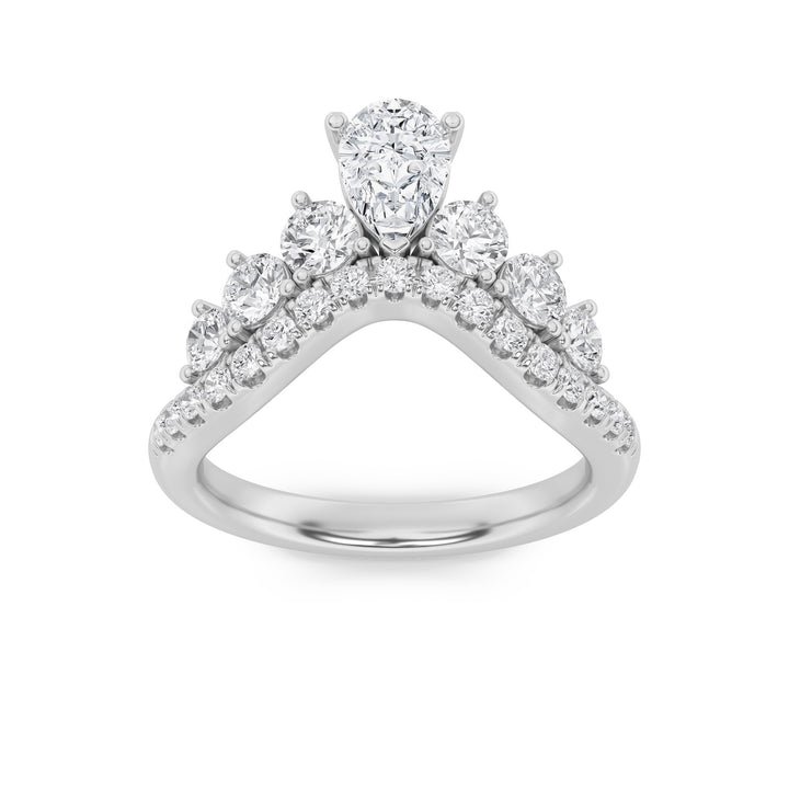 1.5Cttw Pear Shaped Lab Grown Diamond (F/VS) Fancy Contour Ring in 14K Gold