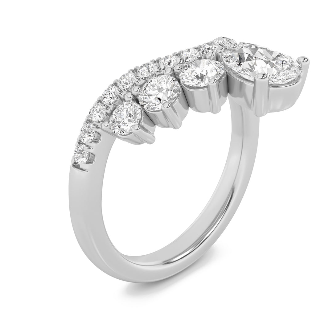 1.5Cttw Pear Shaped Lab Grown Diamond (F/VS) Fancy Contour Ring in 14K Gold