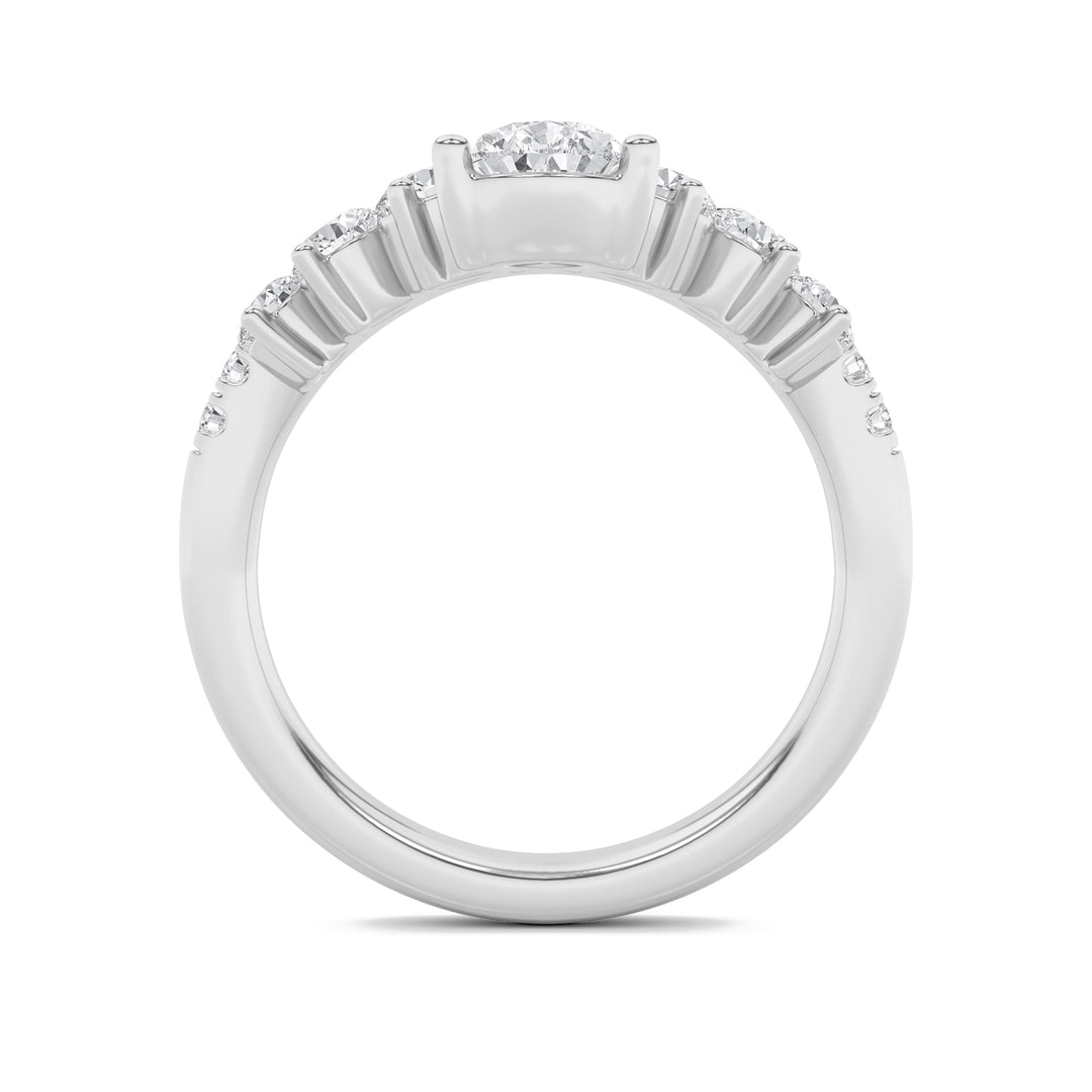 1.5Cttw Pear Shaped Lab Grown Diamond (F/VS) Fancy Contour Ring in 14K Gold