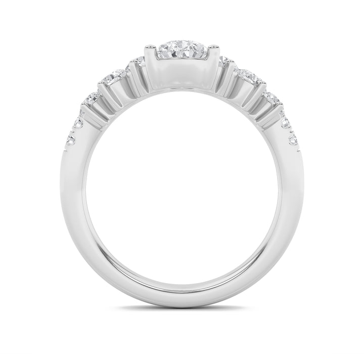 1.5Cttw Pear Shaped Lab Grown Diamond (F/VS) Fancy Contour Ring in 14K Gold