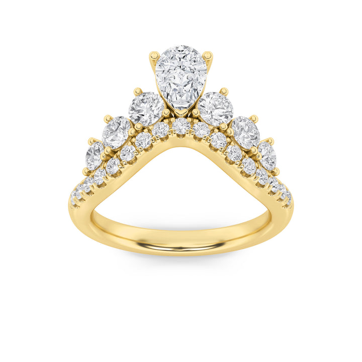 1.5Cttw Pear Shaped Lab Grown Diamond (F/VS) Fancy Contour Ring in 14K Gold