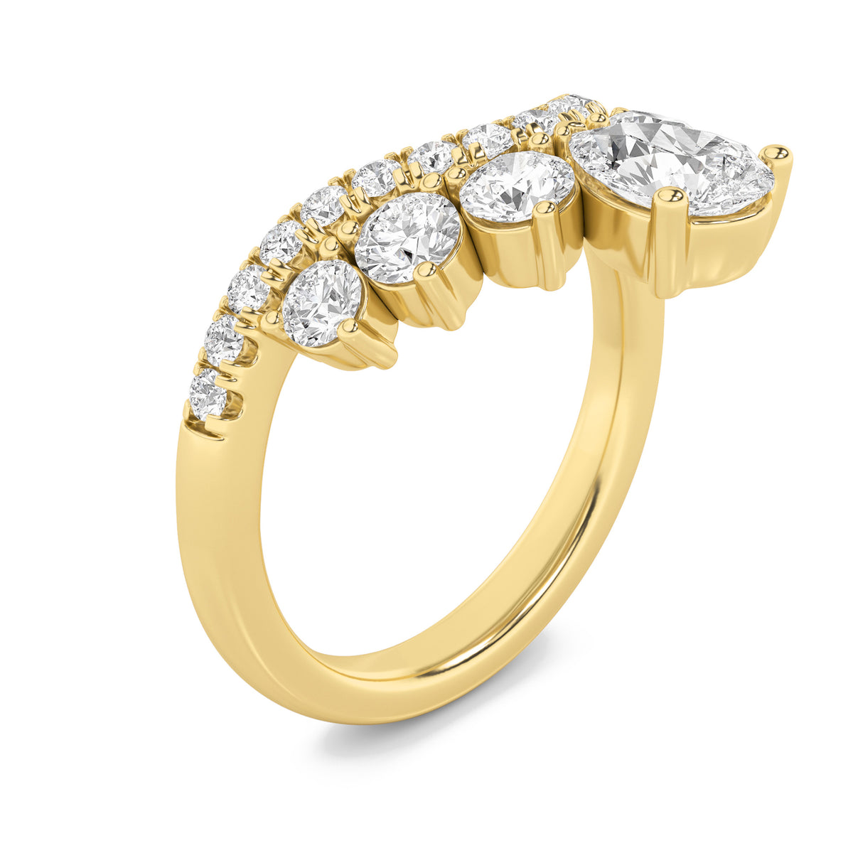 1.5Cttw Pear Shaped Lab Grown Diamond (F/VS) Fancy Contour Ring in 14K Gold