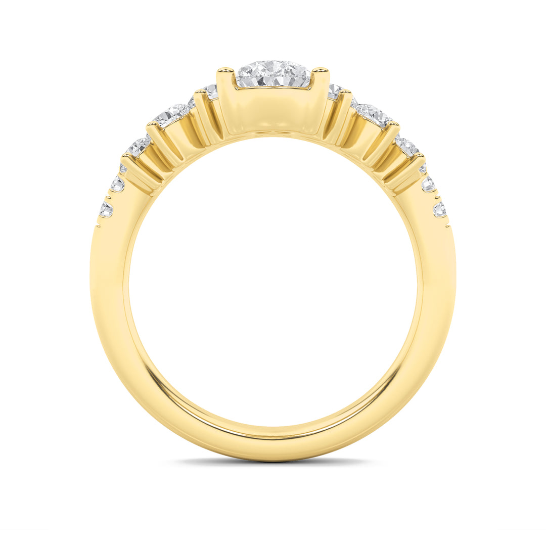 1.5Cttw Pear Shaped Lab Grown Diamond (F/VS) Fancy Contour Ring in 14K Gold