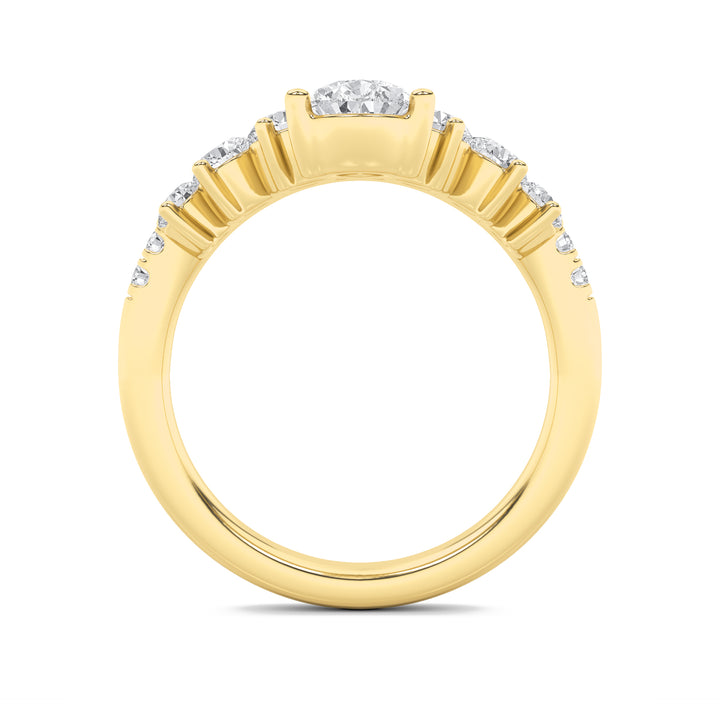 1.5Cttw Pear Shaped Lab Grown Diamond (F/VS) Fancy Contour Ring in 14K Gold