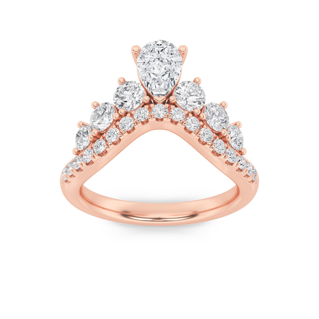 1.5Cttw Pear Shaped Lab Grown Diamond (F/VS) Fancy Contour Ring in 14K Gold