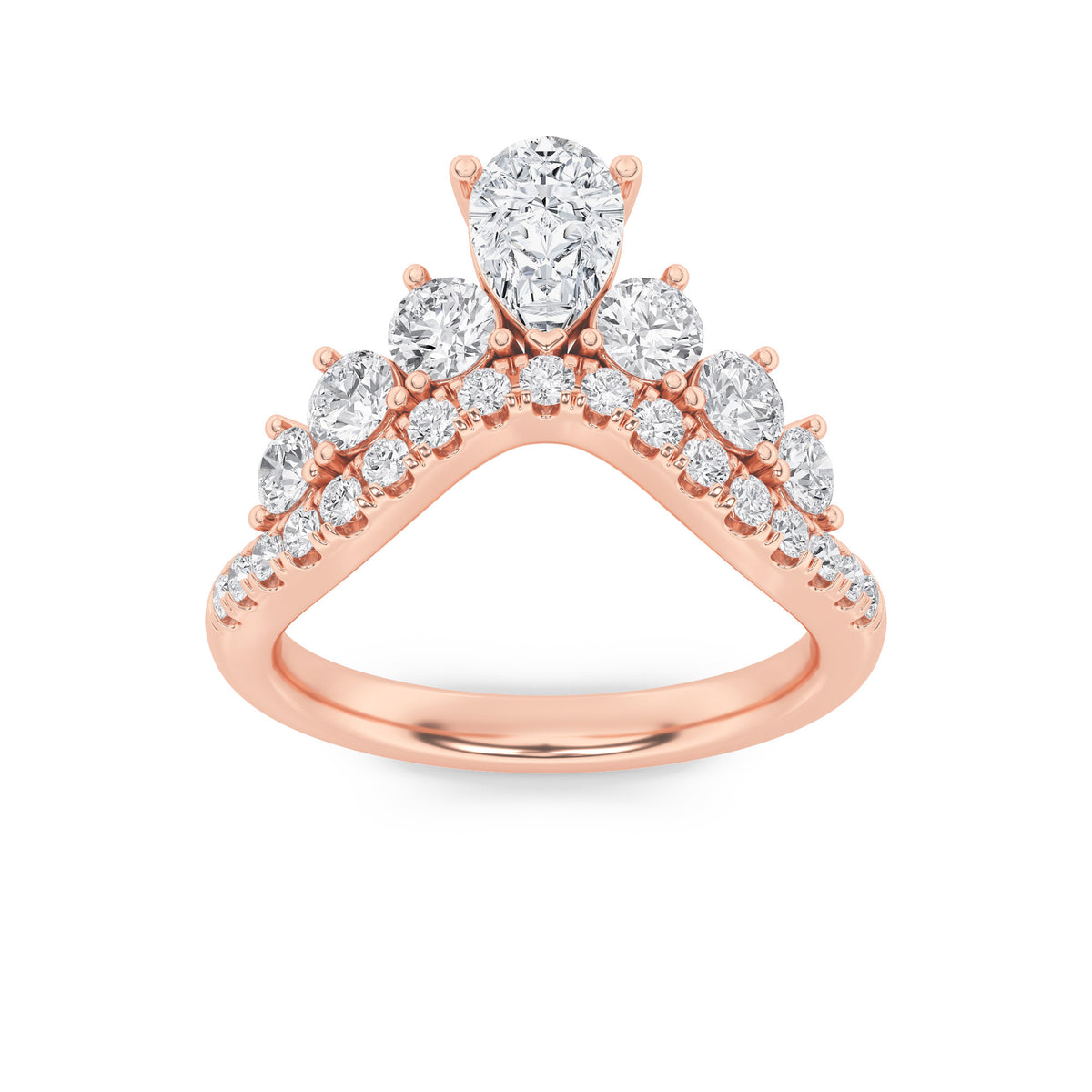 1.5Cttw Pear Shaped Lab Grown Diamond (F/VS) Fancy Contour Ring in 14K Gold