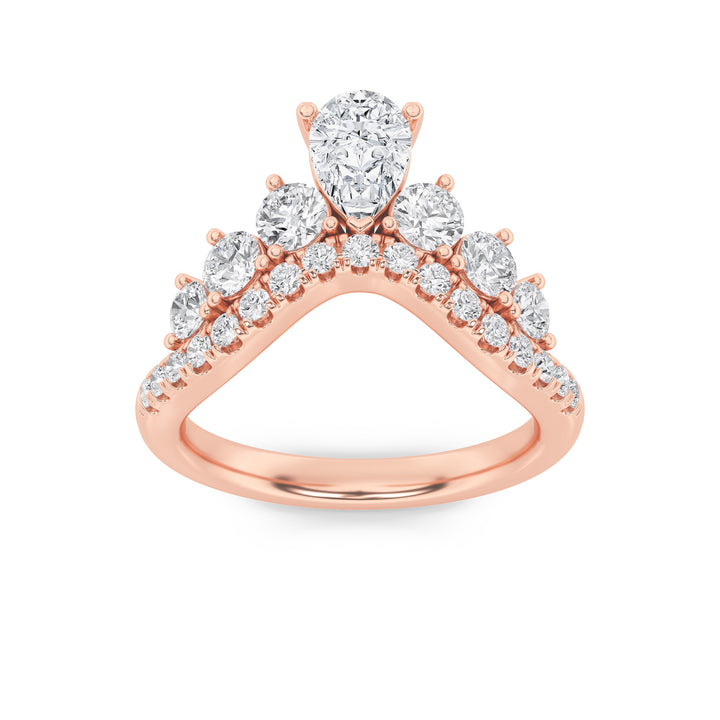1.5Cttw Pear Shaped Lab Grown Diamond (F/VS) Fancy Contour Ring in 14K Gold