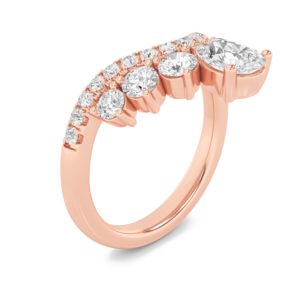 1.5Cttw Pear Shaped Lab Grown Diamond (F/VS) Fancy Contour Ring in 14K Gold