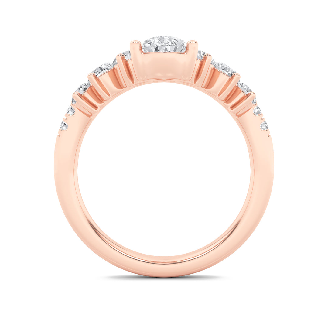 1.5Cttw Pear Shaped Lab Grown Diamond (F/VS) Fancy Contour Ring in 14K Gold