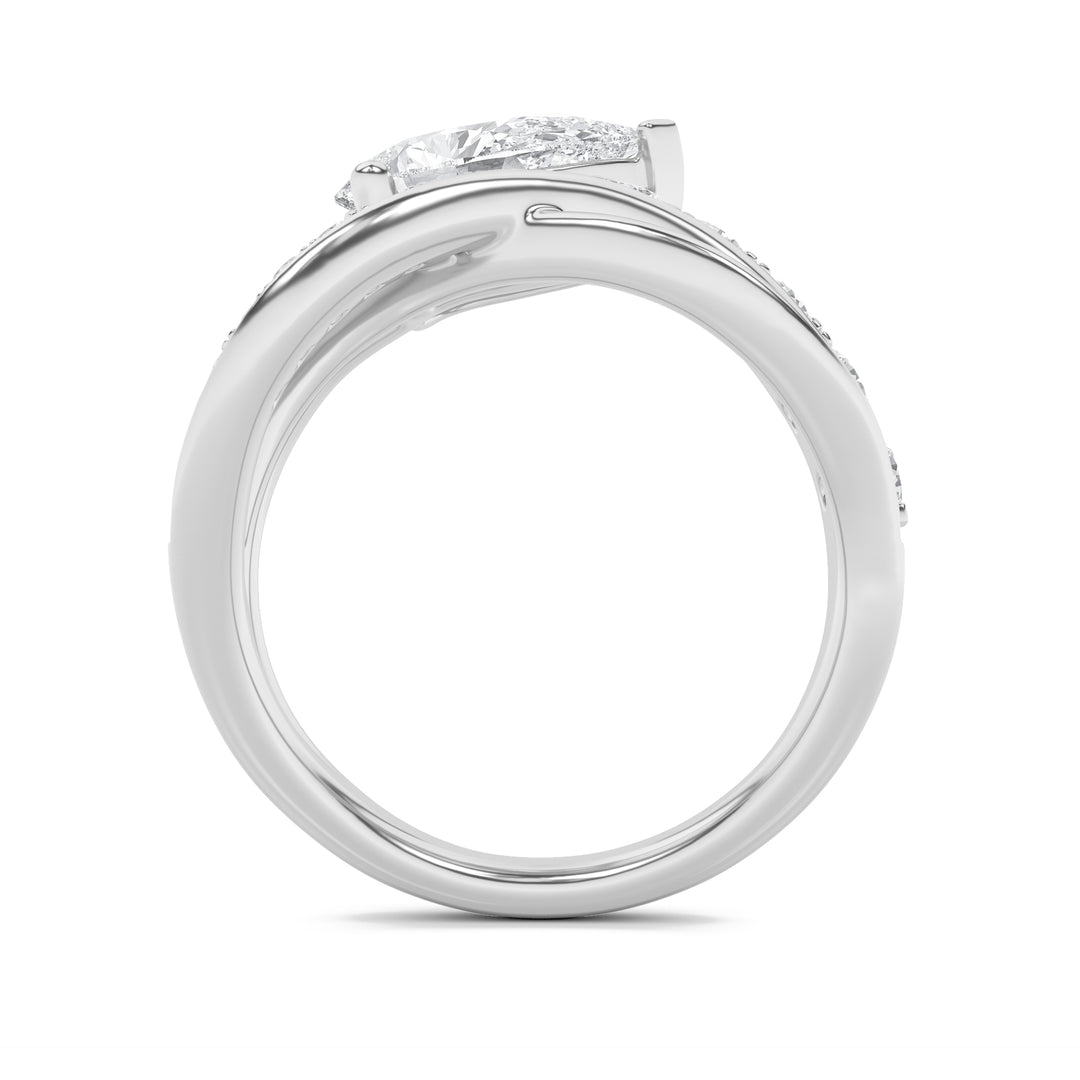 2Cttw Pear Shaped Lab Grown Diamond (F/VS) Fashion AccentedEngagement Ring in 14K Gold