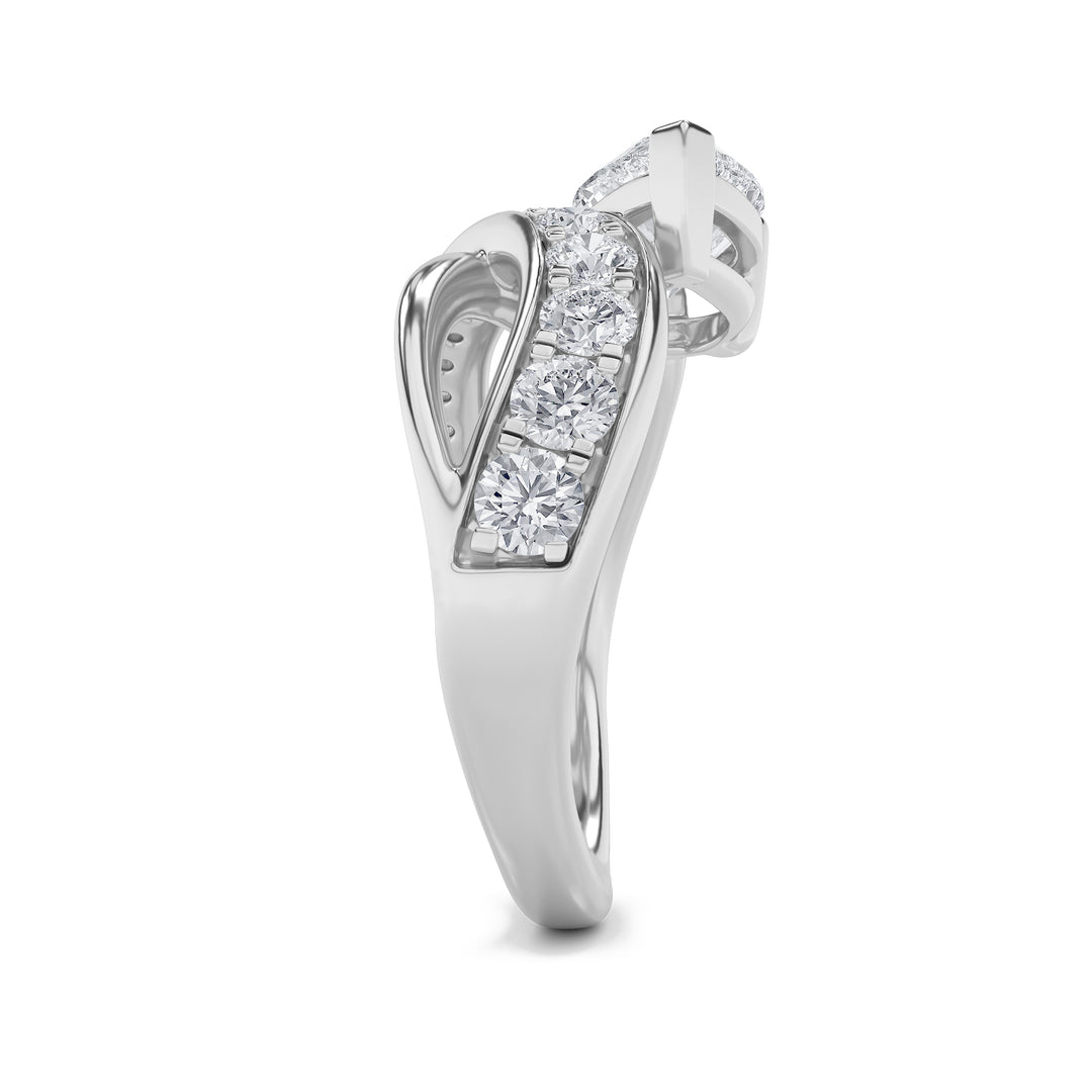 2Cttw Pear Shaped Lab Grown Diamond (F/VS) Fashion AccentedEngagement Ring in 14K Gold