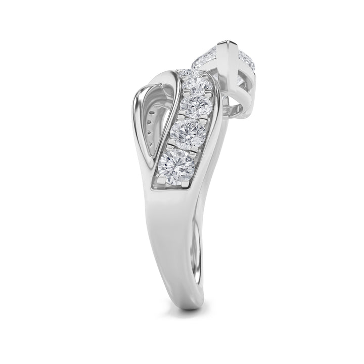 2Cttw Pear Shaped Lab Grown Diamond (F/VS) Fashion AccentedEngagement Ring in 14K Gold