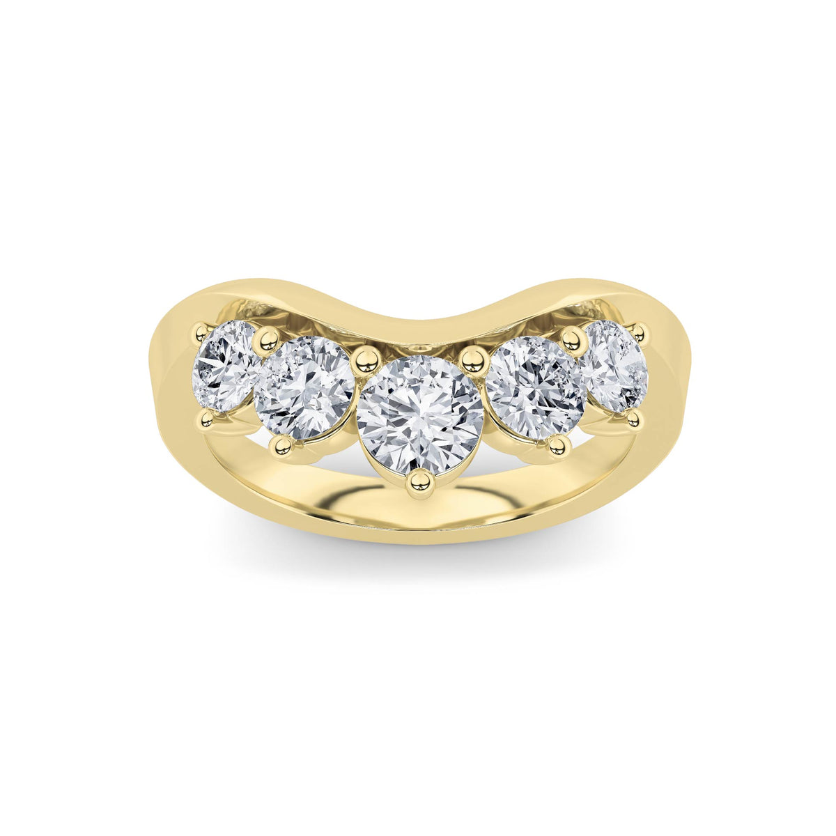 1Cttw Round Shaped Lab Grown Diamond (F/VS) FancyContour Ring in 14K Gold