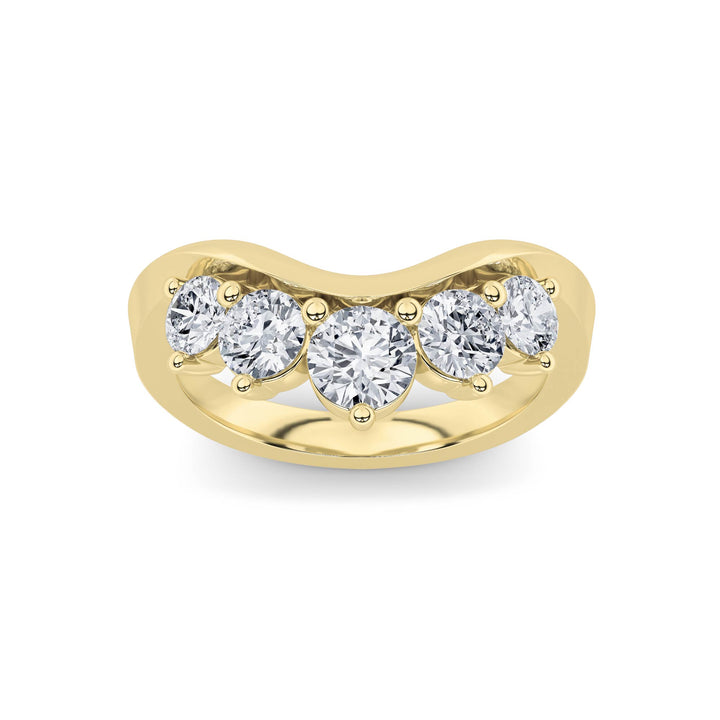 1Cttw Round Shaped Lab Grown Diamond (F/VS) FancyContour Ring in 14K Gold
