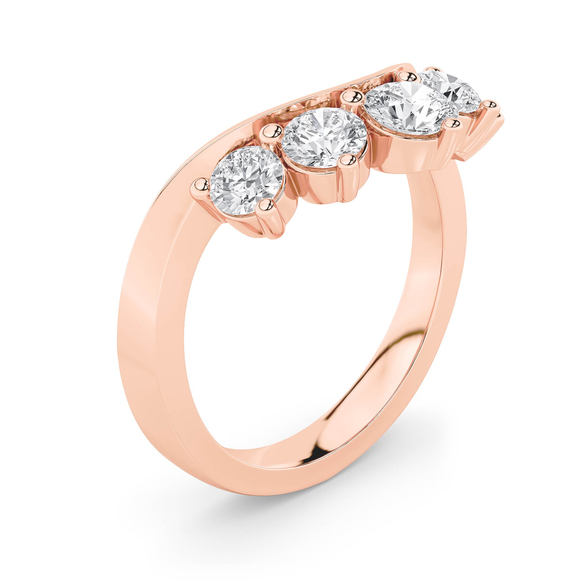 1Cttw Round Shaped Lab Grown Diamond (F/VS) FancyContour Ring in 14K Gold