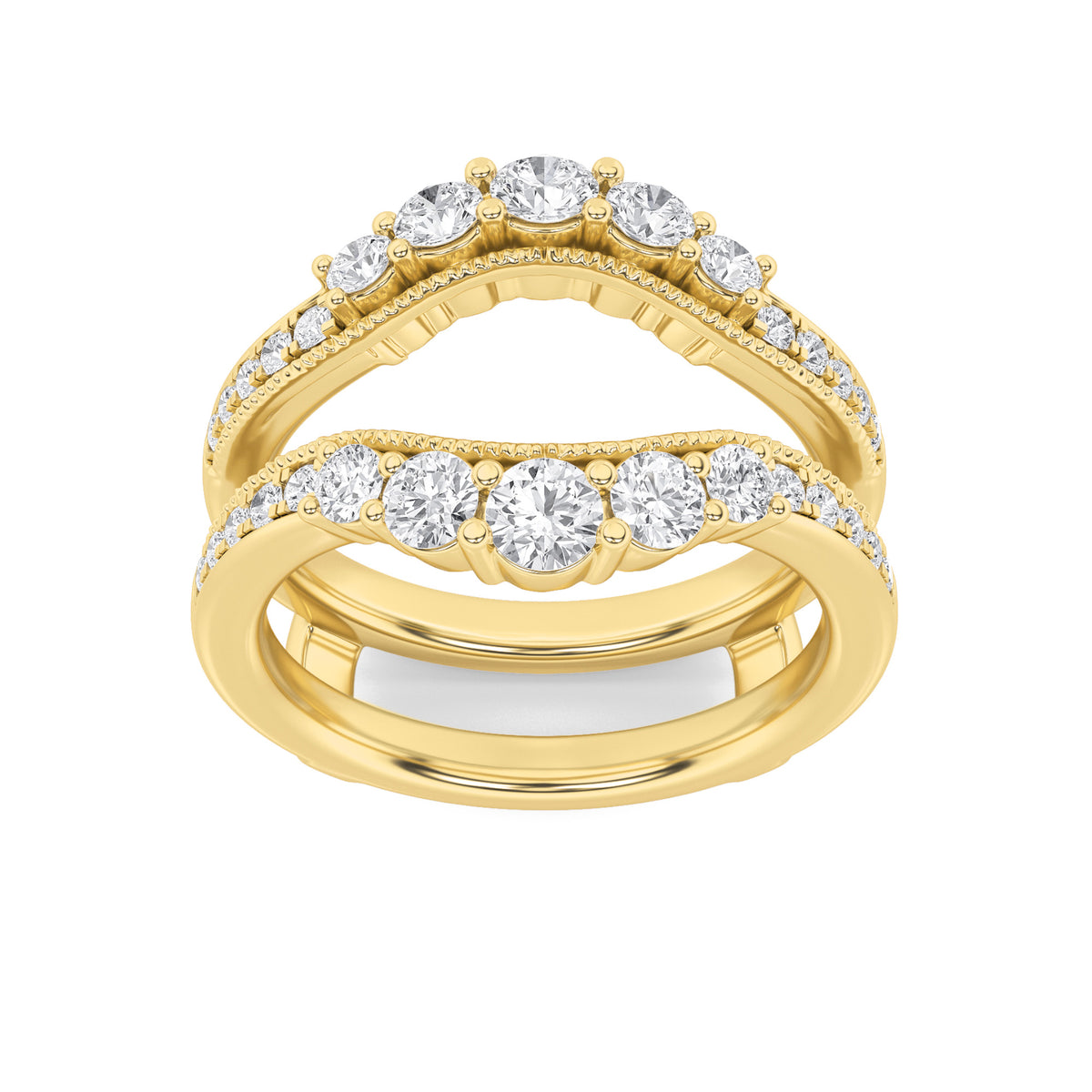 1Cttw Round Shaped Lab Grown Diamond (F/VS) Insert Jacket Ring in 14K Gold
