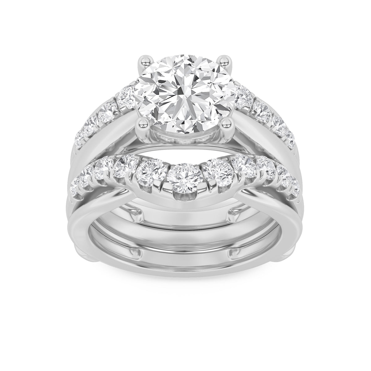 3Cttw Round Shaped Lab Grown Diamond (F/VS) Insert Jacket Ring in 14K Gold